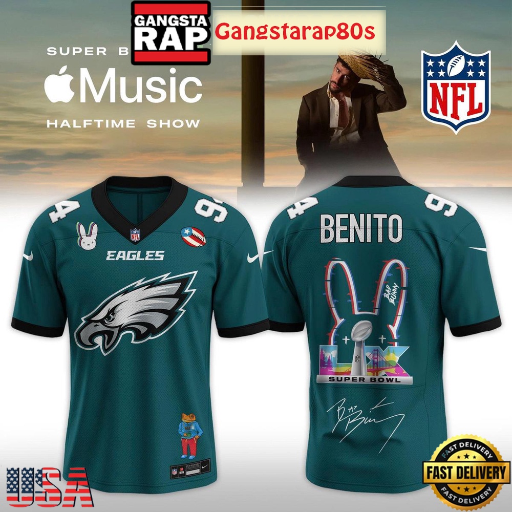 Philadelphia Eagles Bad Bunny 2026 Super Bowl LX 2026 Best Haltime Show Custom Football Jersey