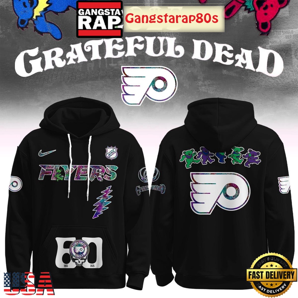 Philadelphia Flyers Grateful Dead 60 Years Special Edition All Over Print Hoodie