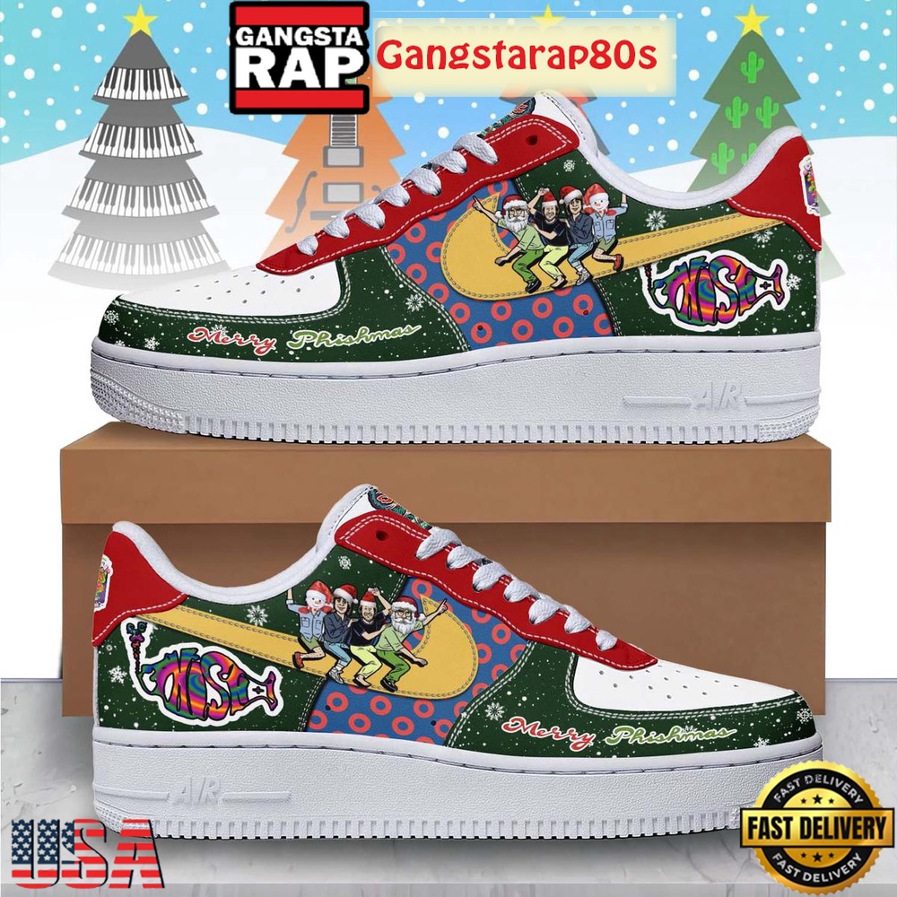Phish Band Merry Christmas 2025 Air Force 1 Running Sneakers Shoes