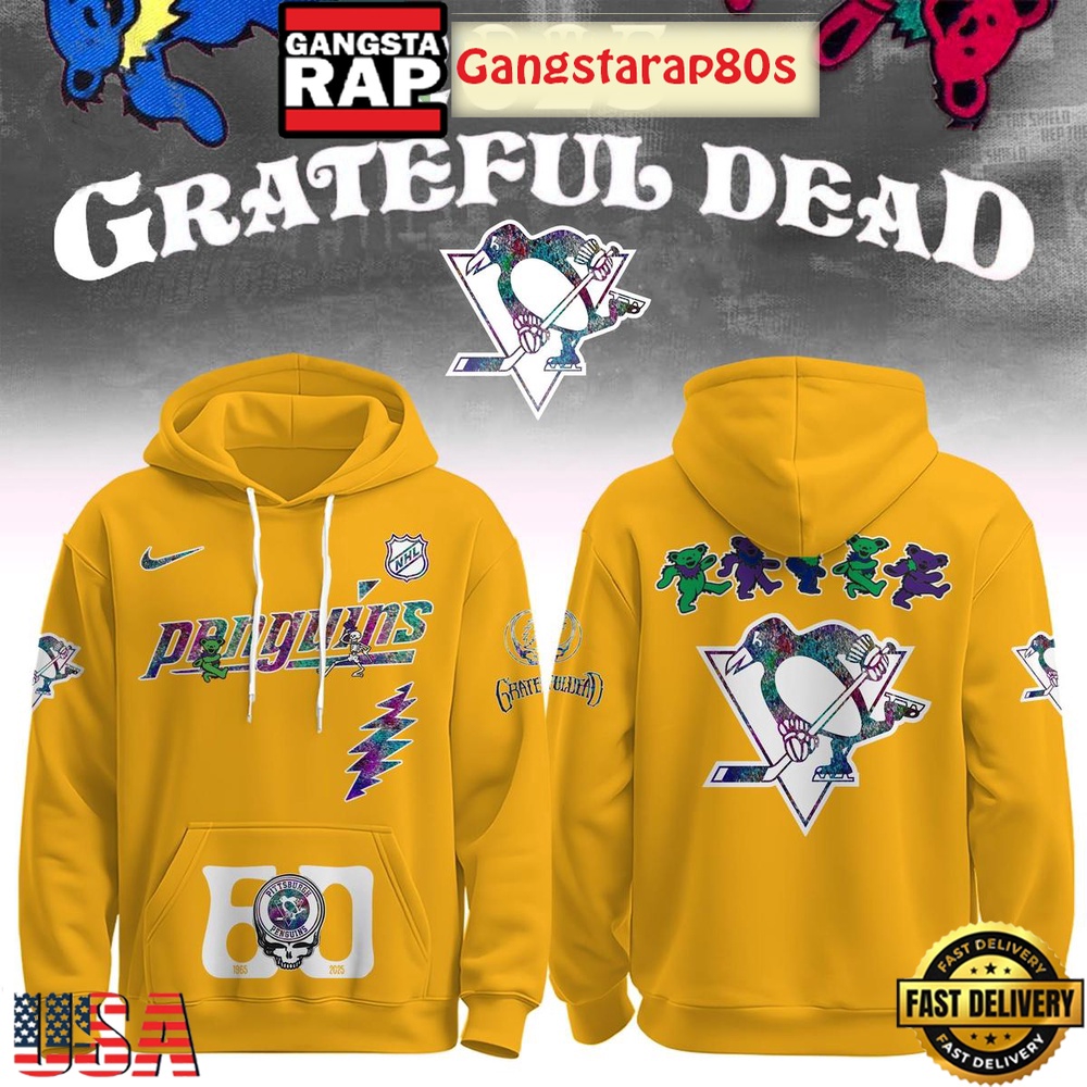 Pittsburgh Penguins Grateful Dead 60 Years Special Edition All Over Print Hoodie