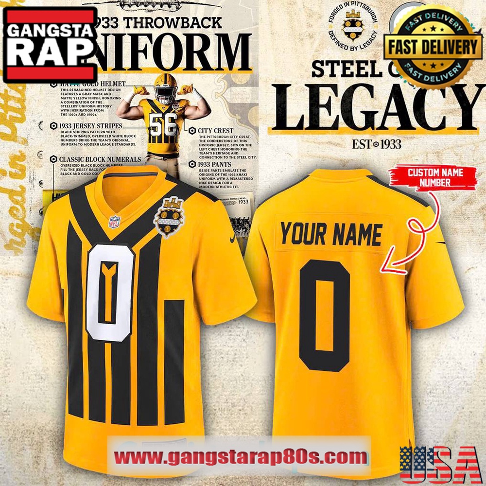 Pittsburgh Steelers DK Metcalf Gold Alternate 1933 Throwback Game Custom Football Jersey