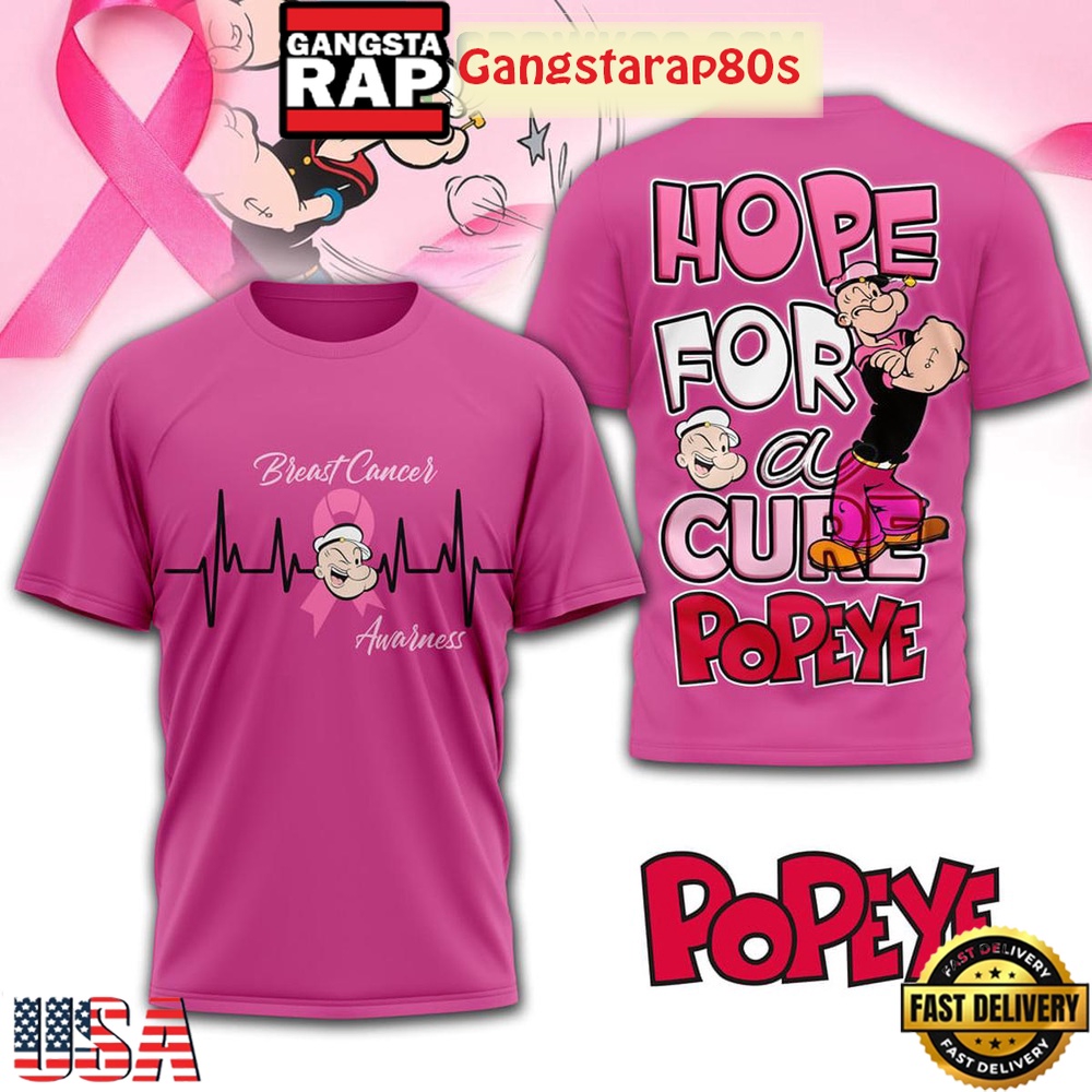Popeye Breast Cancer Hope For A Cure 3D Shirt Popeye Breast Cancer Hope For A Cure 3D Shirt