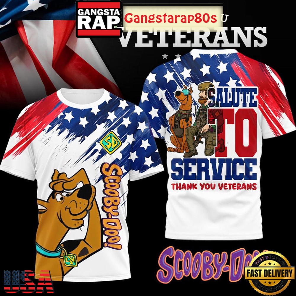 Scooby Doo Salute To Service Thank You Veterans 2025 3D Shirt
