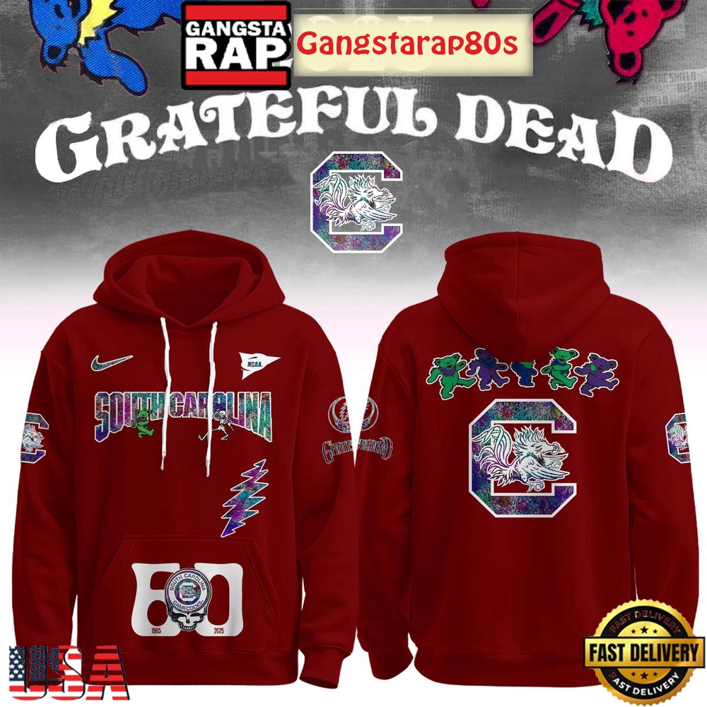 South Carolina Gamecocks Grateful Dead 60 Years 2025 Special Edition All Over Print Hoodie