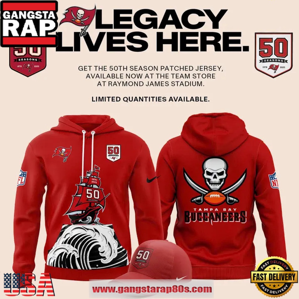 Tampa Bay Buccaneers Celebrate the legacy of 50 Seasons 2025 New Edition Hoodie