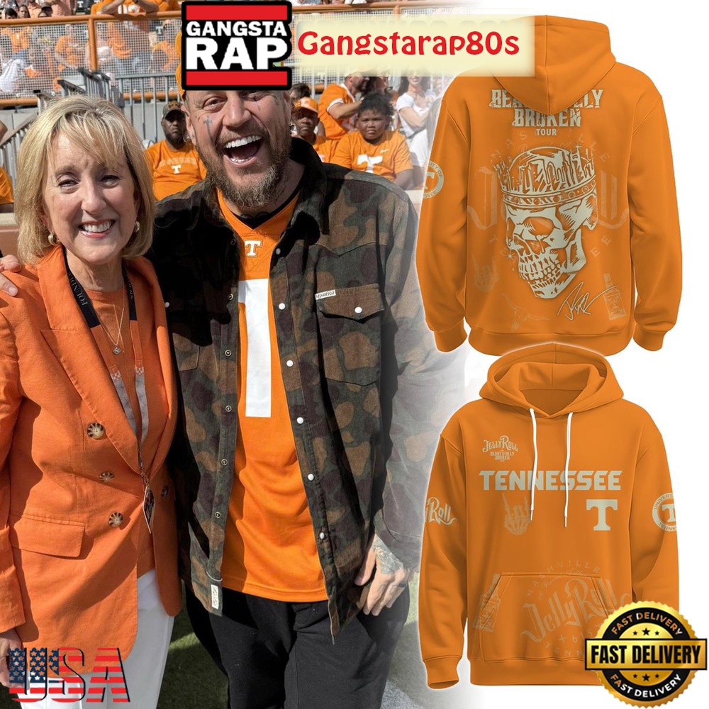 Tennessee Volunteers x Jelly Roll Beautifully Broken Tour 2025 Special Edition All Over Print Hoodie