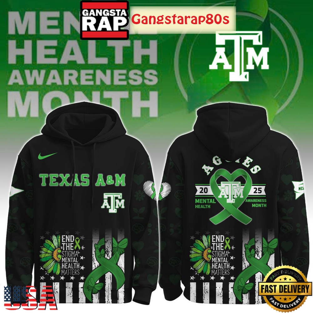 Texas A&M Aggies Mental Health Awareness Special Edition All Over Print Hoodie