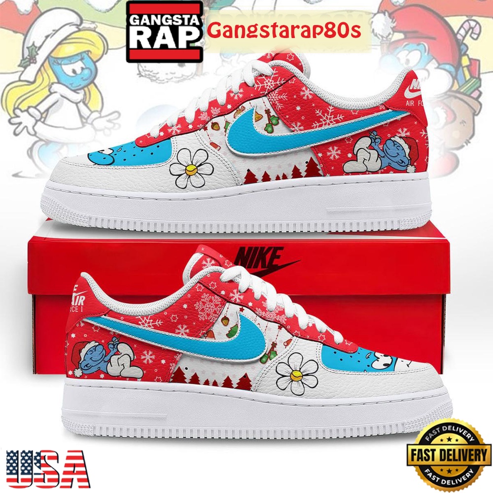 The Smurfs Merry Christmas Air Force 1 Sneakers Shoes