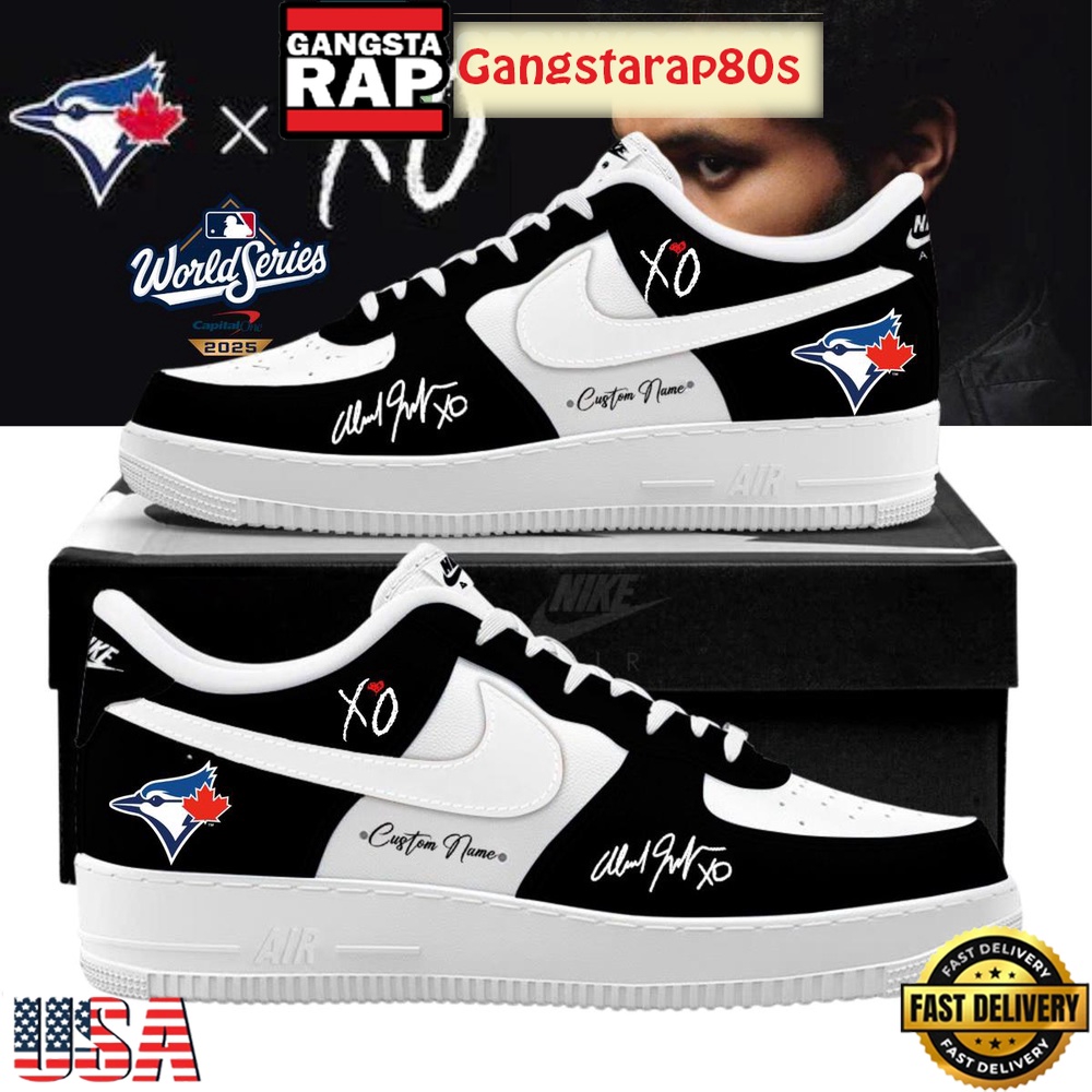 Toronto Blue Jays x The Weeknd World Series 2025 Black Air Force 1 Sneakers Shoes