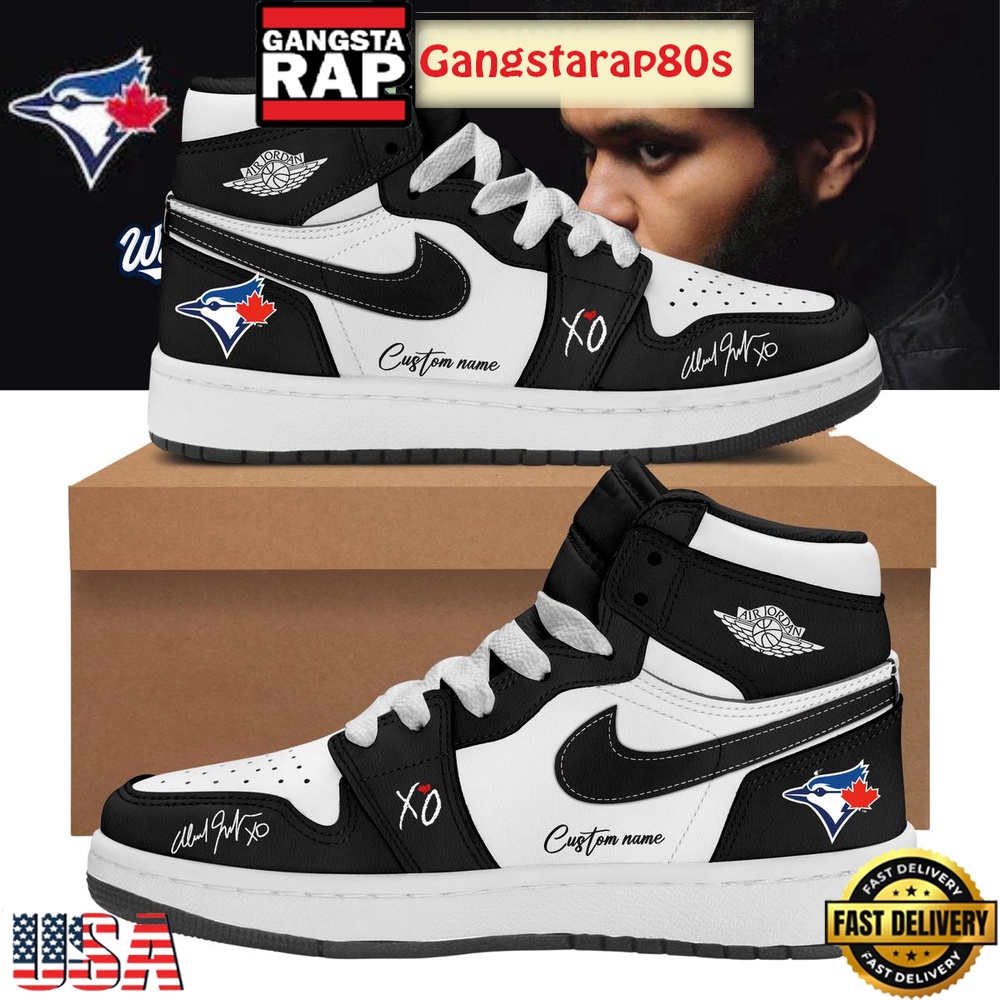 Toronto Blue Jays x The Weeknd World Series 2025 Black Air Jordan 1 Running Sneakers Shoes