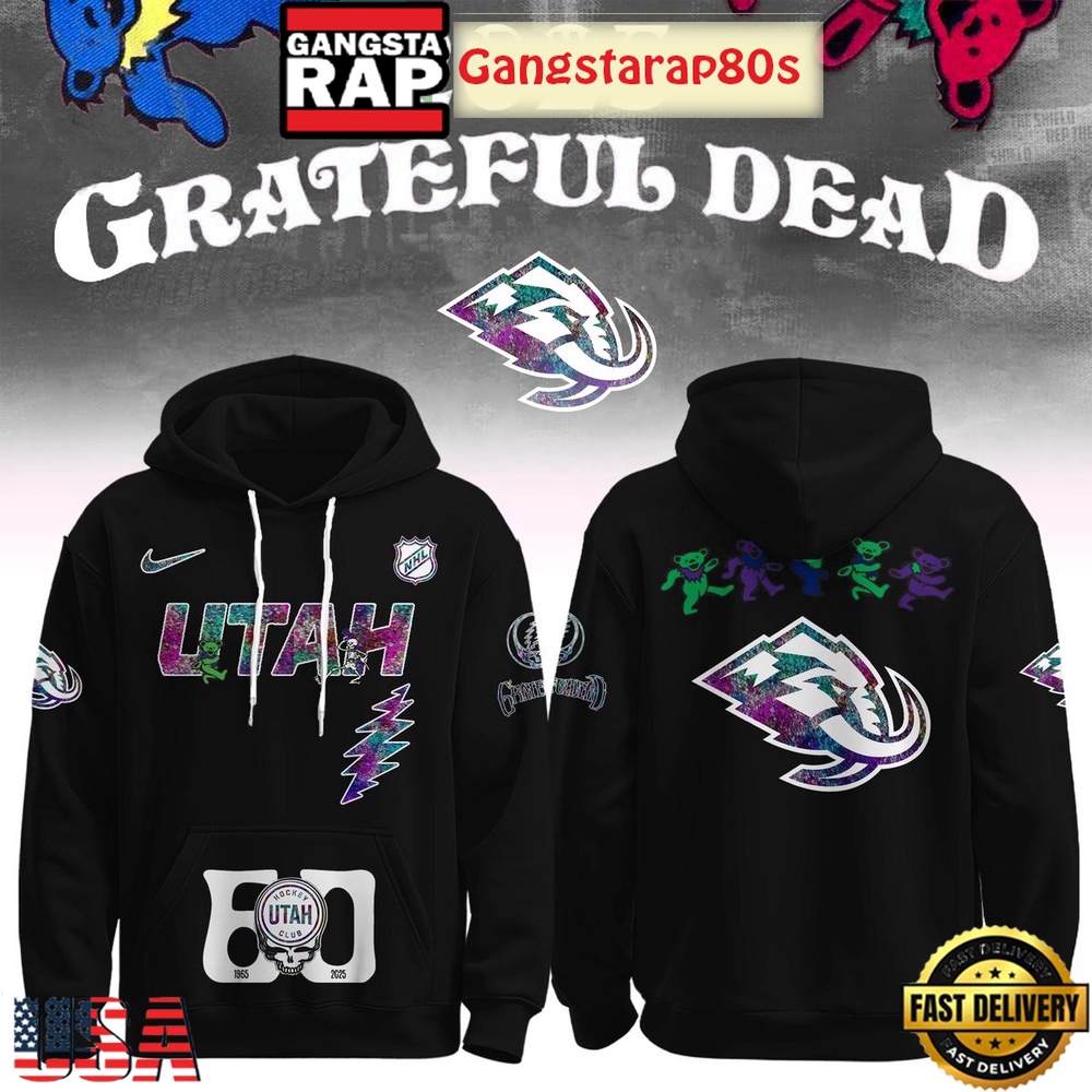 Utah Mammoth Grateful Dead 60 Years Special Edition All Over Print Hoodie