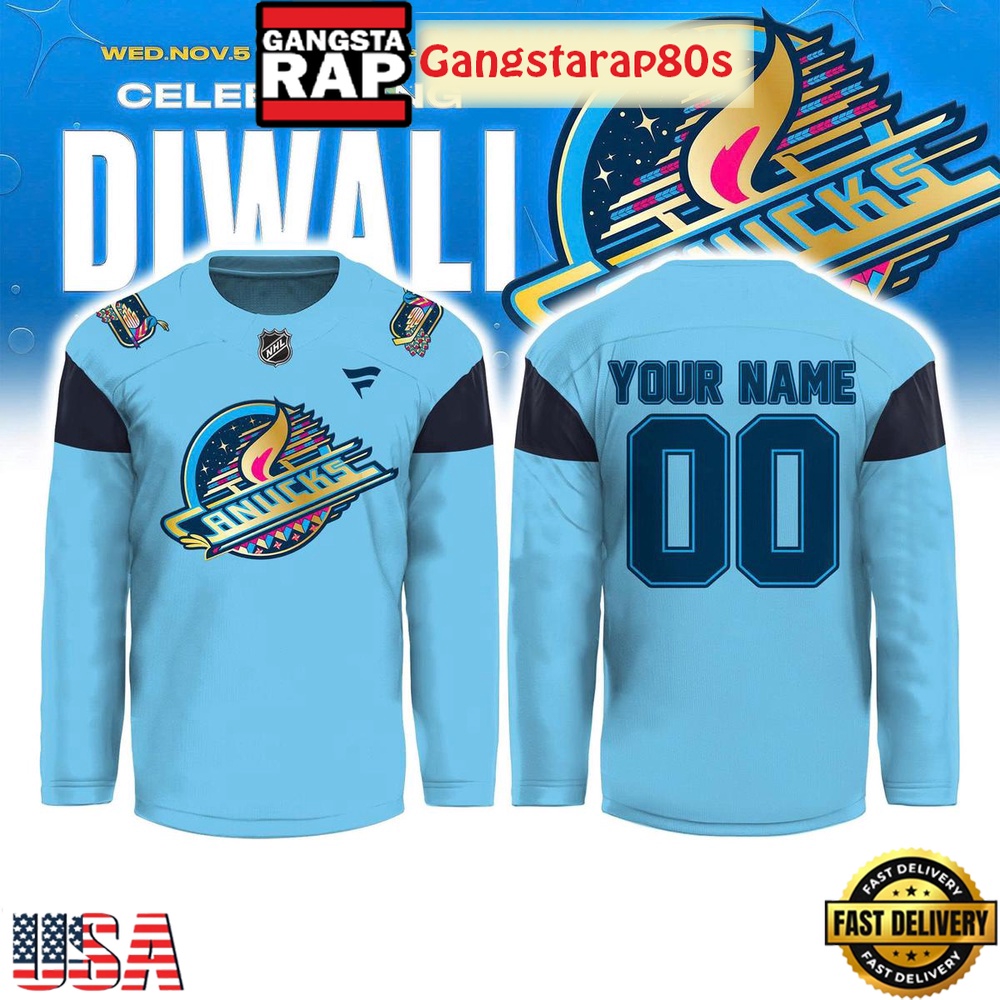 Vancouver Canucks Celebrating Diwali 2025 Custom Hockey Jersey