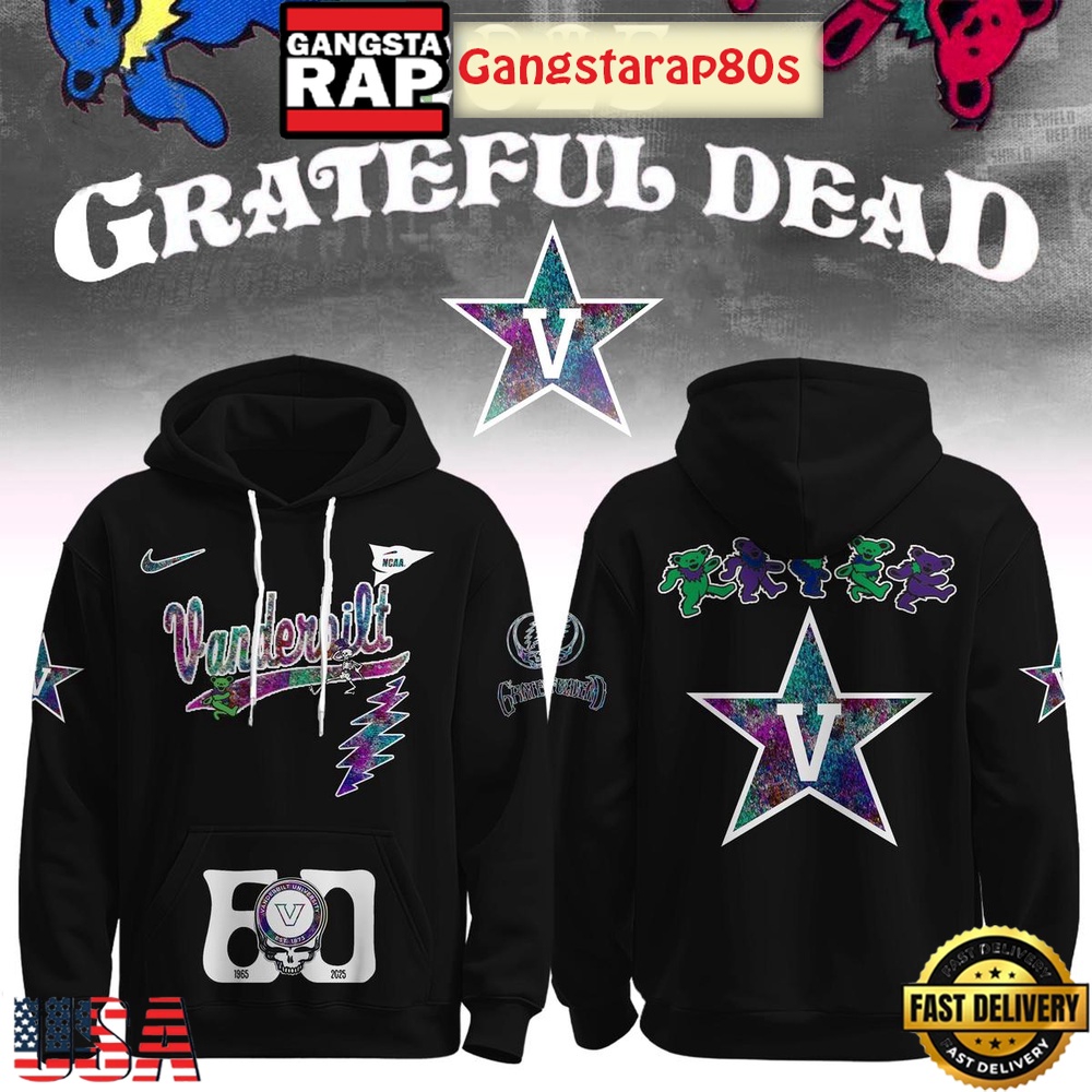 Vanderbilt Commodores Grateful Dead 60 Years 2025 Special Edition All Over Print Hoodie
