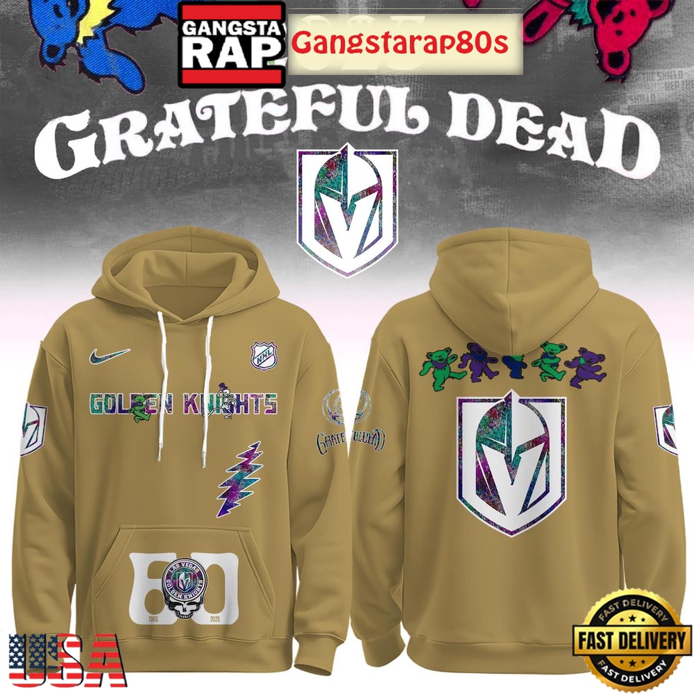 Vegas Golden Knights Grateful Dead 60 Years Special Edition All Over Print Hoodie