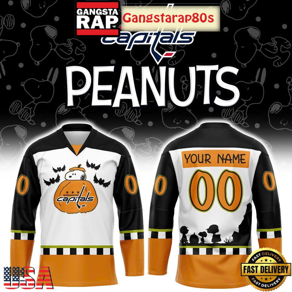 Washington Capitals Snoopy Peanuts Halloween Custom Hockey Jersey