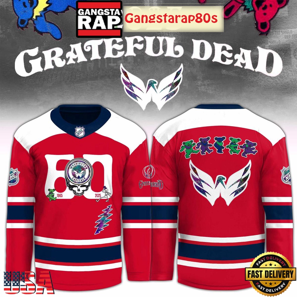 Washington Capitals x Grateful Dead 60 Years Special Edition Hockey Jersey