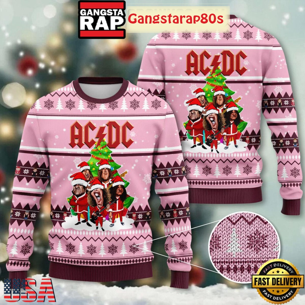 ACDC Happy Xmas Pink 2025 Ugly Sweater