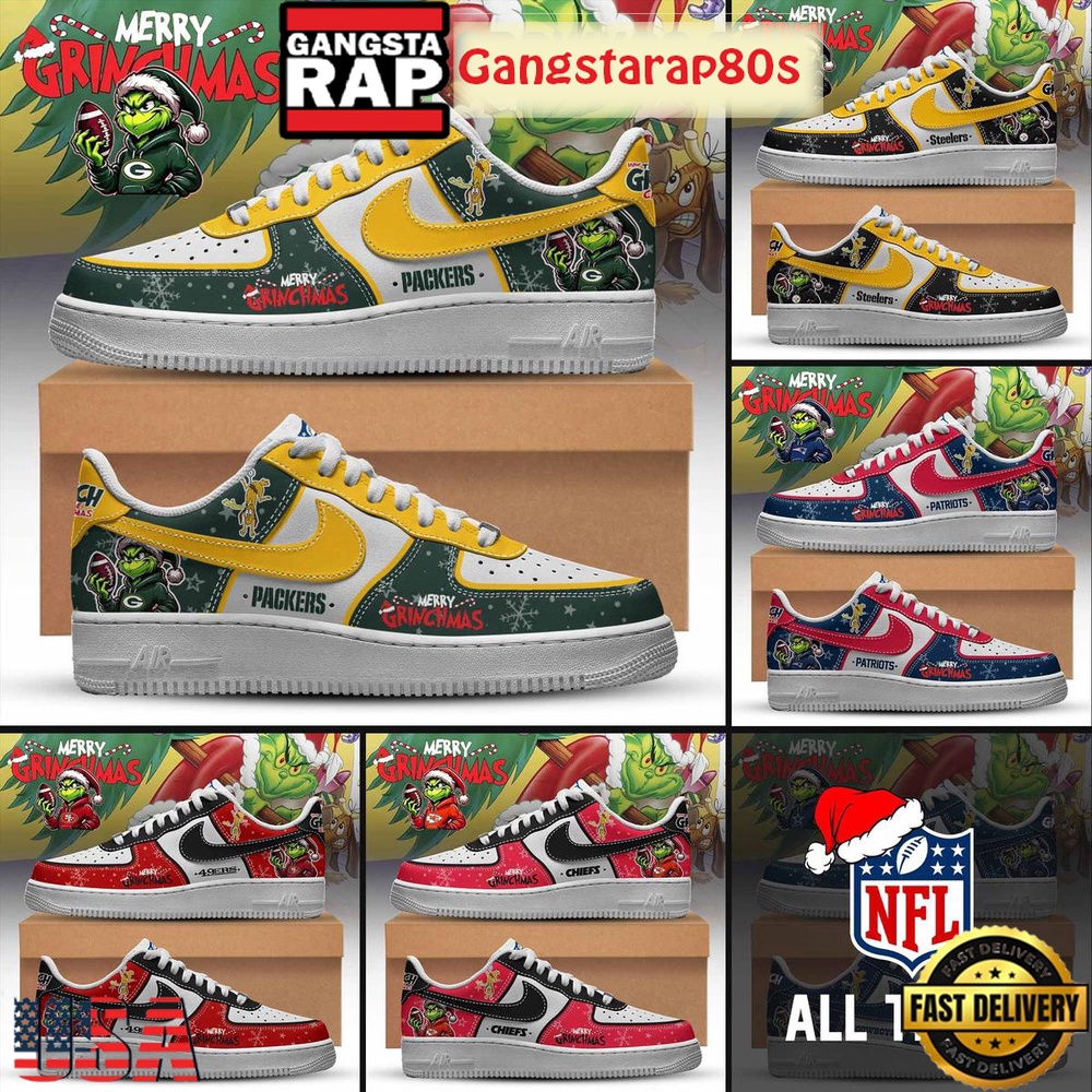 All NFL Team x Merry Grinchmas 2025 Limited Edition Air Force 1 Sneakers Shoes All NFL Team x Merry Grinchmas 2025 Limited Edition Air Force 1 Sneakers Shoes