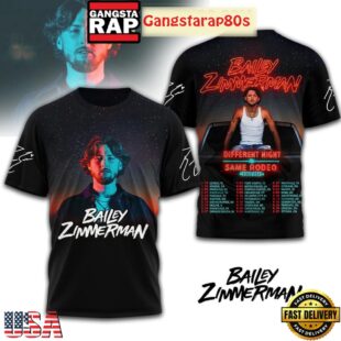 Bailey Zimmerman Different Night Same Rodeo Tour 2026 3D Shirt