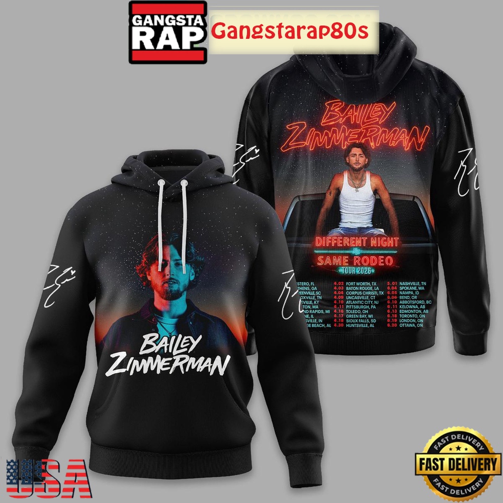 Bailey Zimmerman Different Night Same Rodeo Tour 2026 Special Edition Unisex Hoodie Bailey Zimmerman Different Night Same Rodeo Tour 2026 Special Edition Unisex Hoodie