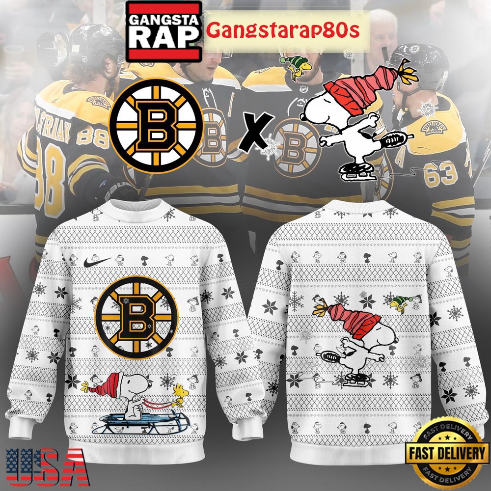 Boston Bruins x Snoopy Winter 2025 Ugly Xmas Sweater