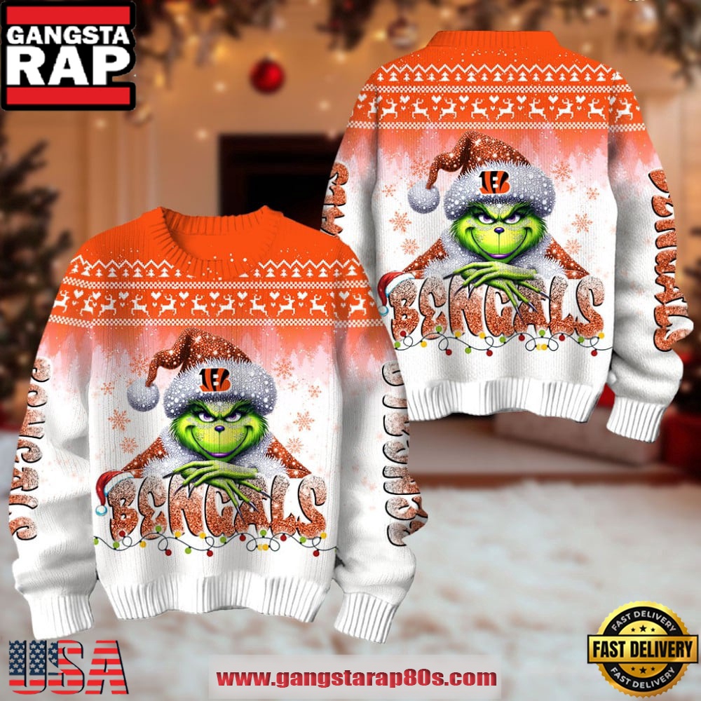 Cincinnati Bengals NFL x The Grinch 2025 Edition Ugly Christmas Sweater