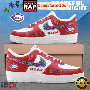 Cincinnati Reds x Grateful Dead Night Limited Edition Air Force 1 Sneakers Shoes