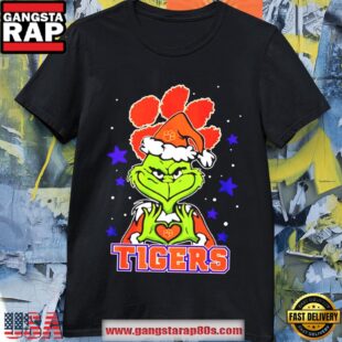 Clemson Tigers X Grinch Heart Hand Christmas 2025 T Shirt