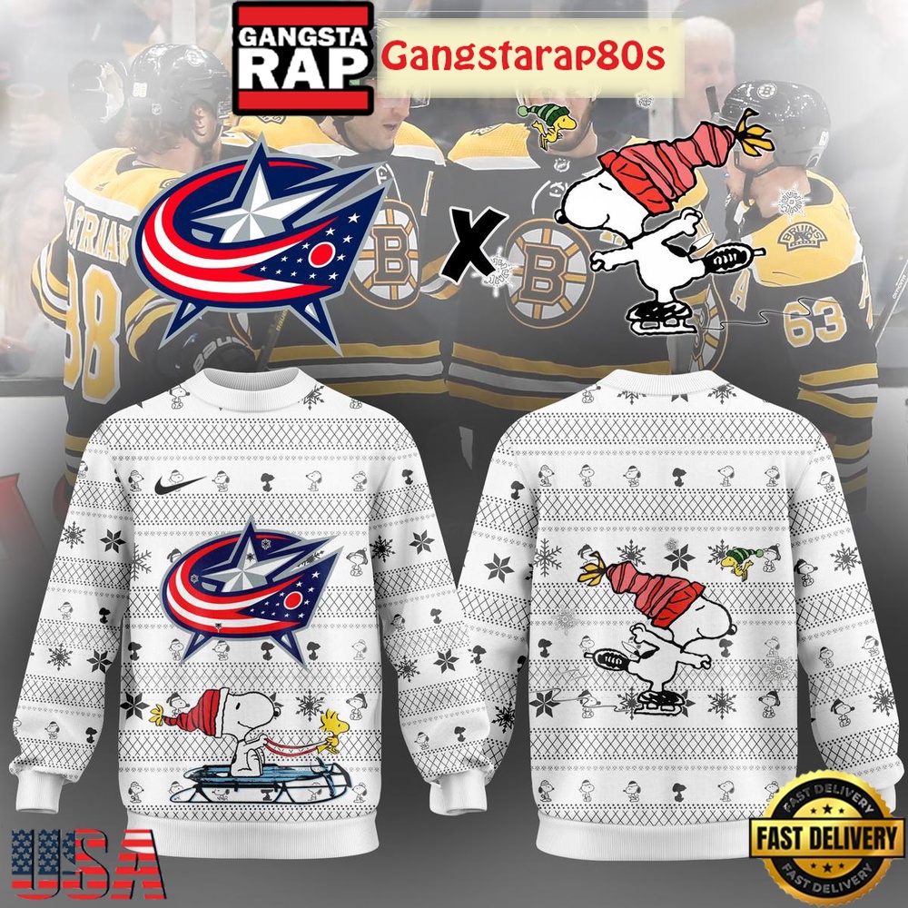 Columbus Blue Jackets x Snoopy Winter 2025 Ugly Xmas Sweater