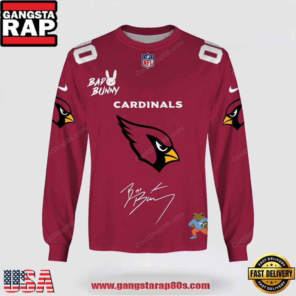 Custom Name Arizona Cardinals x Bad Bunny Super Bowl 2026 3D Sweatshirt
