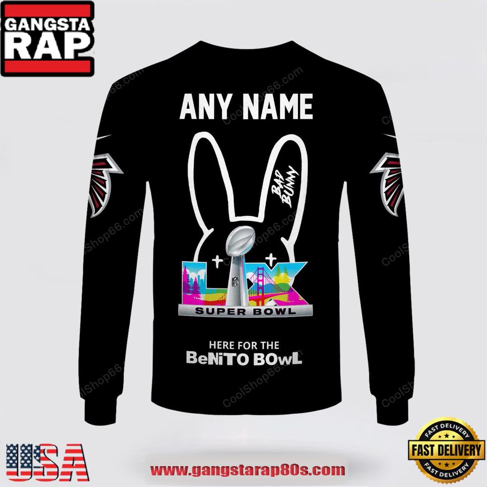 Custom Name Atlanta Falcons x Bad Bunny Super Bowl 2026 3D Sweatshirt