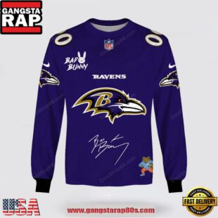 Custom Name Baltimore Ravens x Bad Bunny Super Bowl 2026 3D Sweatshirt
