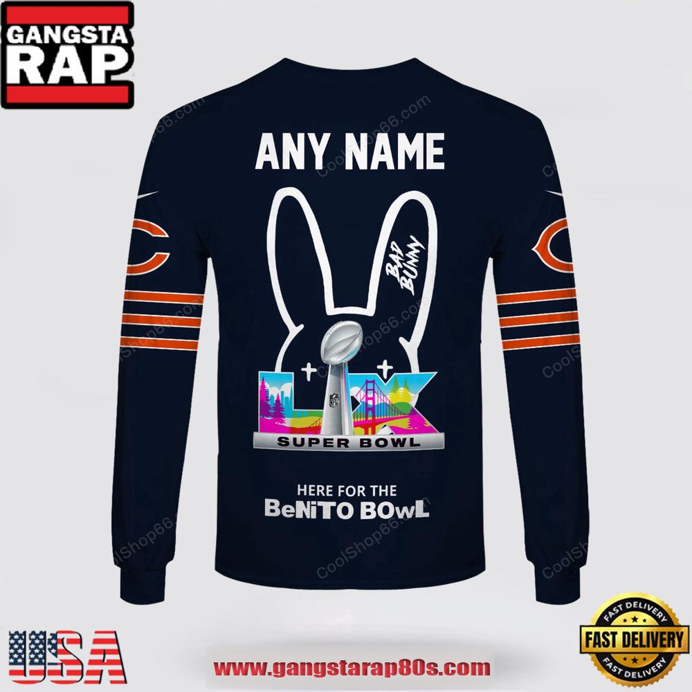 Custom Name Chicago Bears x Bad Bunny Super Bowl 2026 3D Sweatshirt