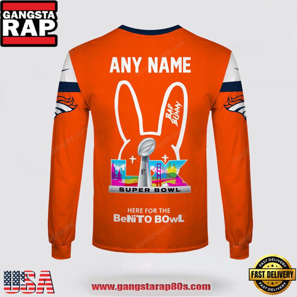 Custom Name Denver Broncos x Bad Bunny Super Bowl 2026 3D Sweatshirt