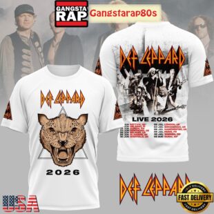 Def Leppard Live 2026 White 3D Shirt