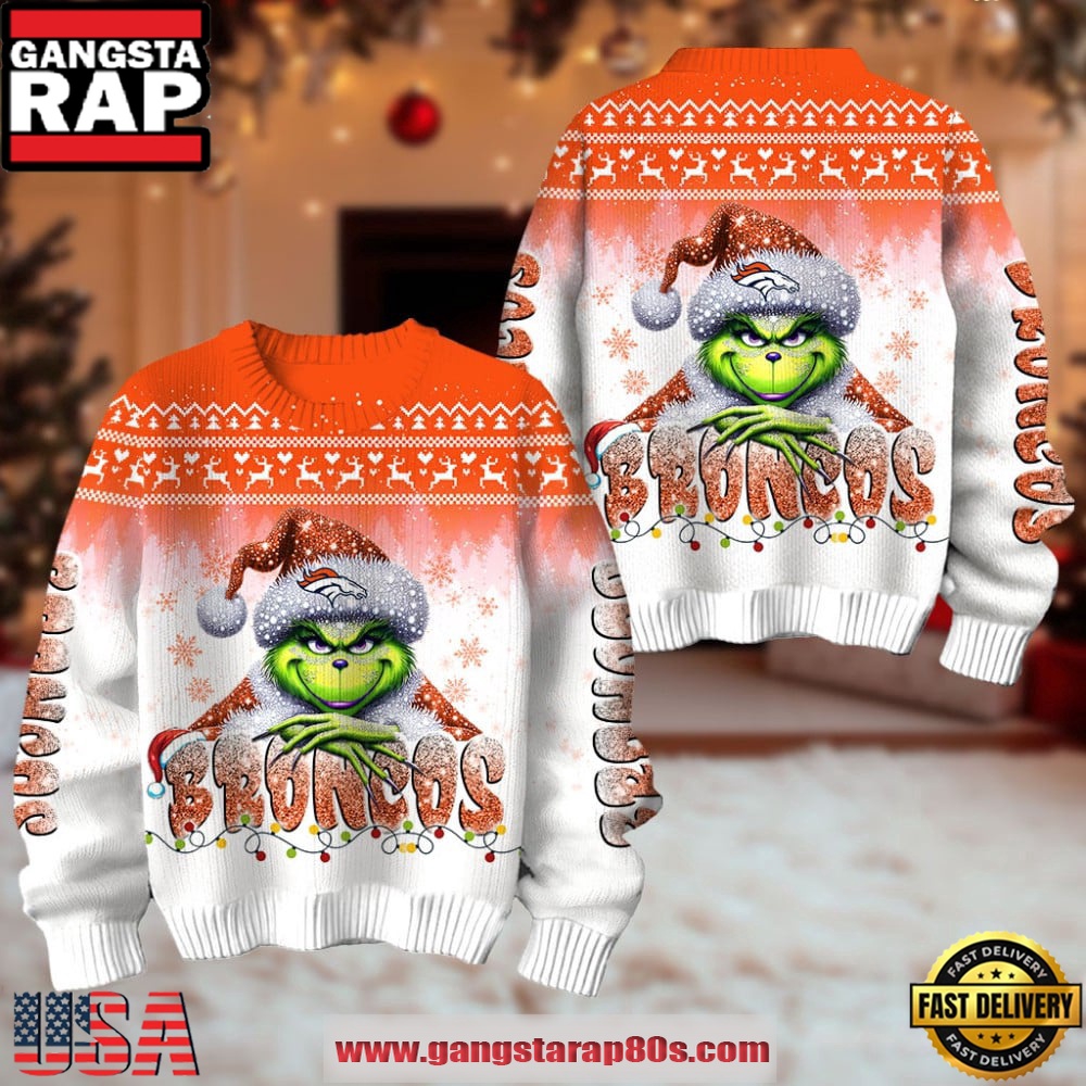 Denver Broncos NFL x The Grinch 2025 Edition Ugly Christmas Sweater