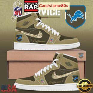 Detroit Lions Salute To Service Limited Edition Custom Air Jordan 1 Sneakers Shoes