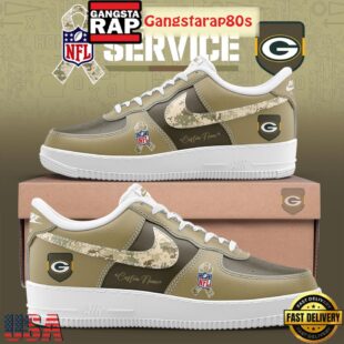 Green Bay Packers Salute To Service Limited Edition Custom Air Force 1 Sneakers Shoes