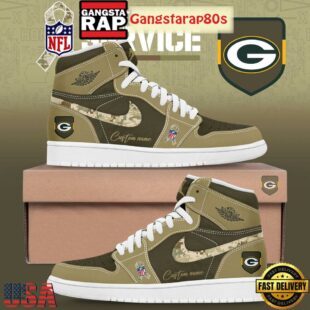 Green Bay Packers Salute To Service Limited Edition Custom Air Jordan 1 Sneakers Shoes