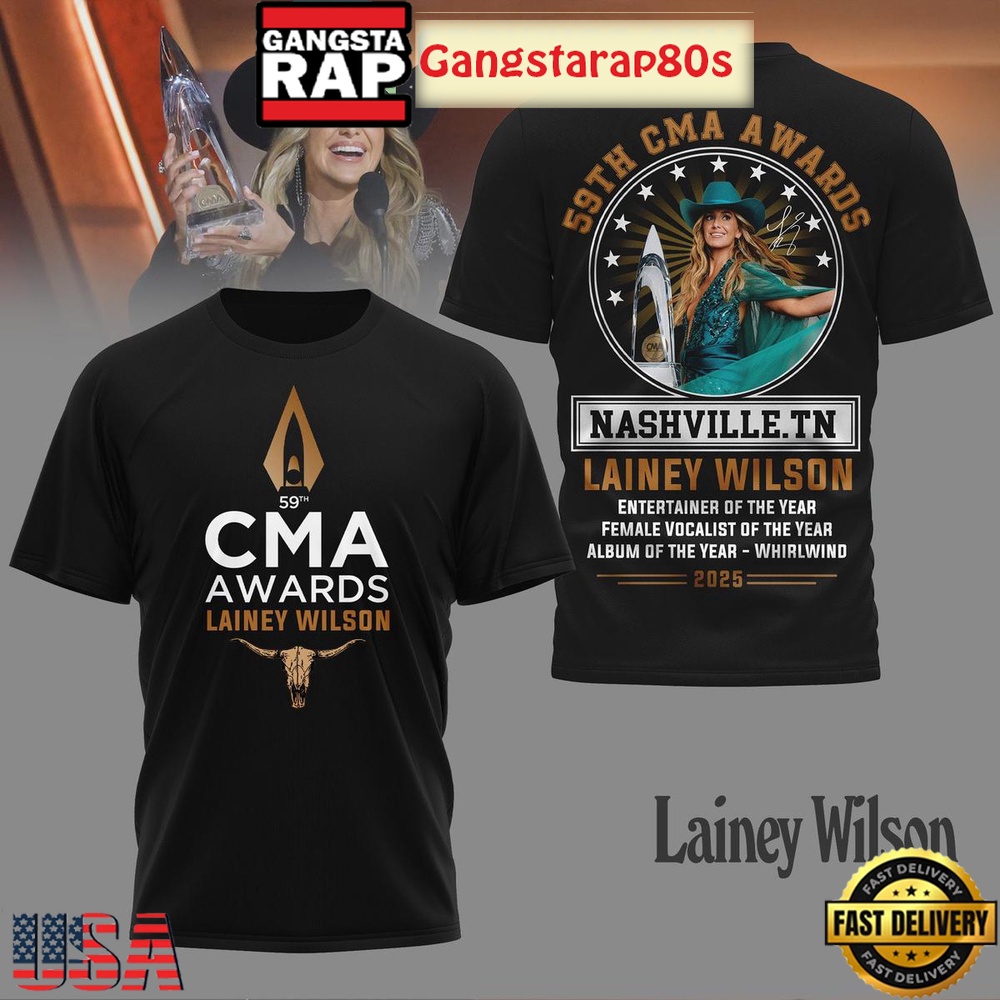 Lainey Wilson 59th CMA Awards 2025 Special Black Shirt Lainey Wilson 59th CMA Awards 2025 Special Black Shirt