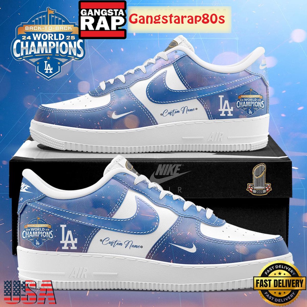 Los Angeles Dodgers World Series Champions Custom Nike Air Force 1 Sneakers Shoes