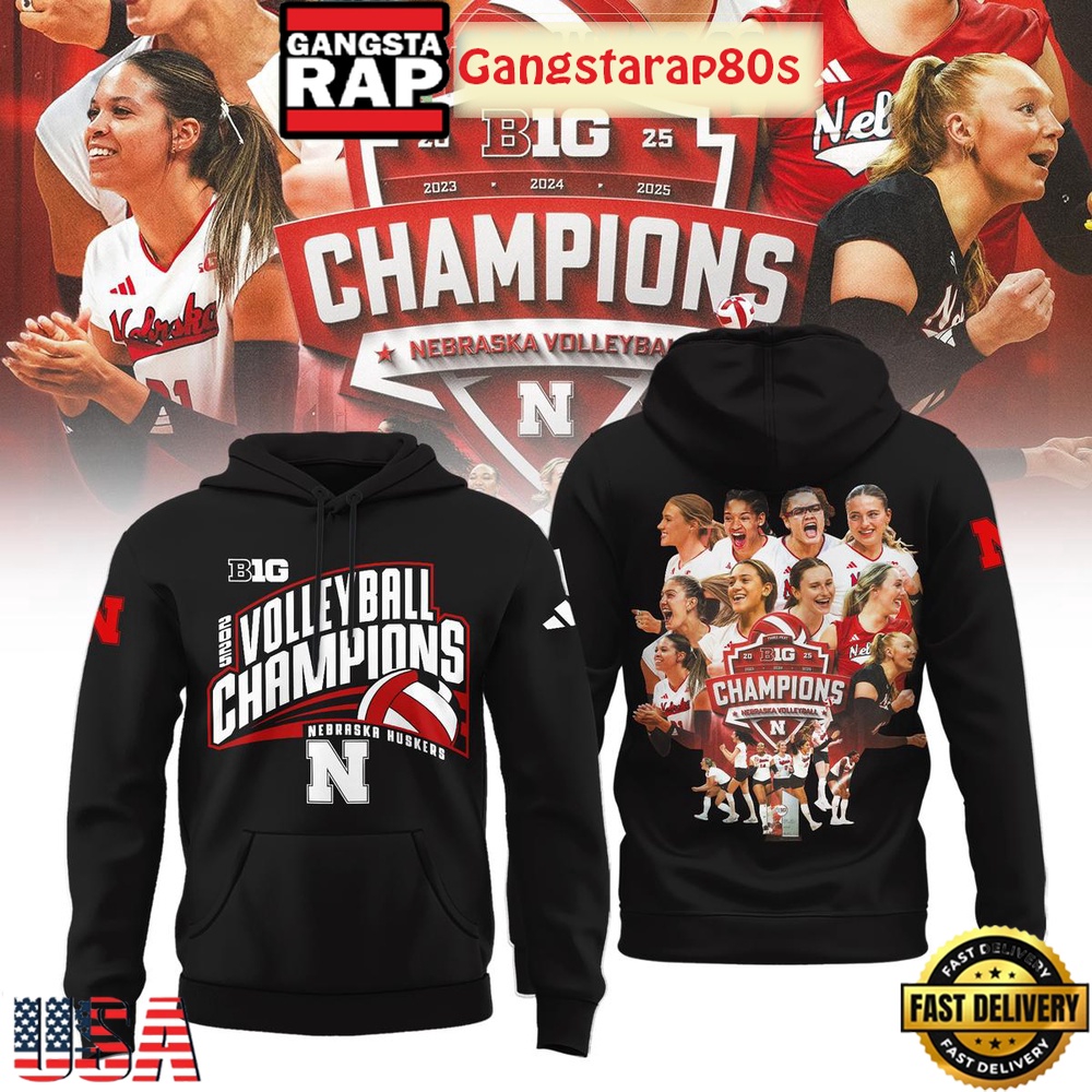 Nebraska Huskers 2025 Big 10 Women’s Volleyball Regular Season Champions Black Unisex Hoodie Nebraska Huskers 2025 Big 10 Women’s Volleyball Regular Season Champions Black Unisex Hoodie