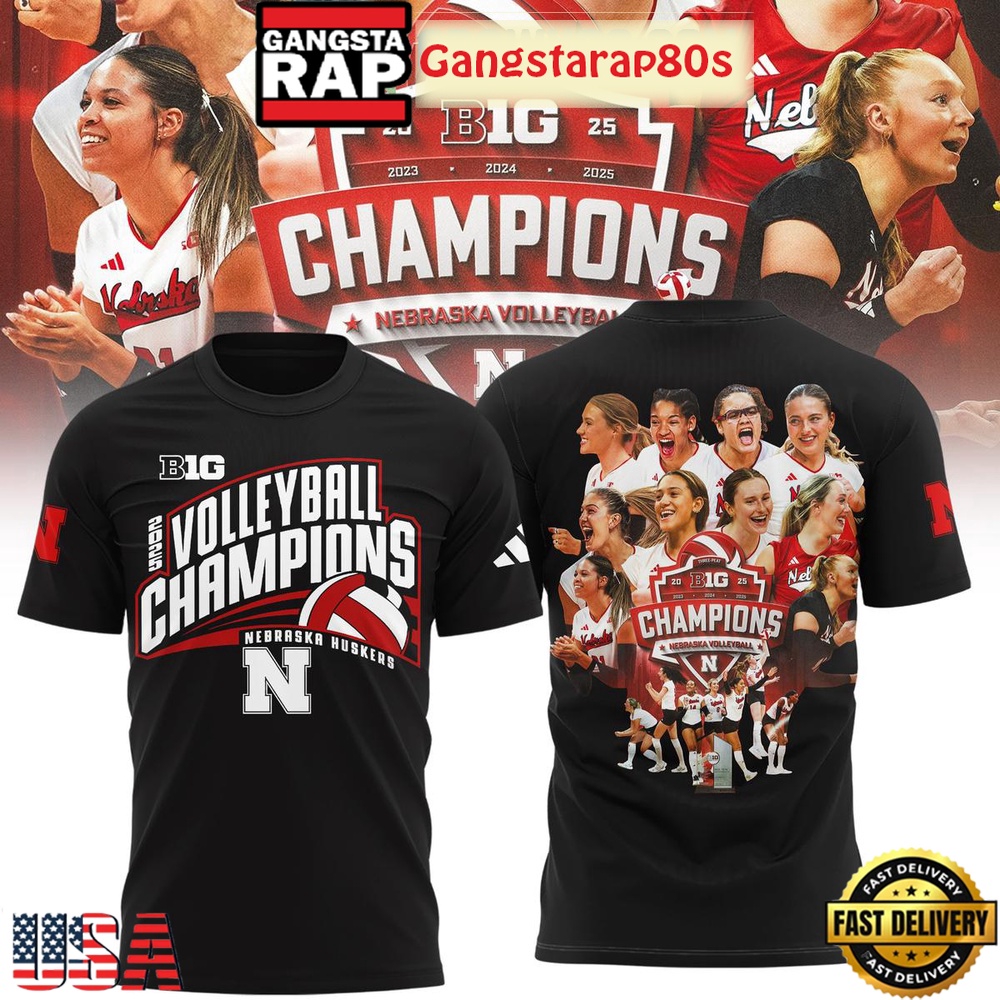 Nebraska Huskers 2025 Big 10 Women’s Volleyball Regular Season Champions T Shirt Nebraska Huskers 2025 Big 10 Women’s Volleyball Regular Season Champions T Shirt