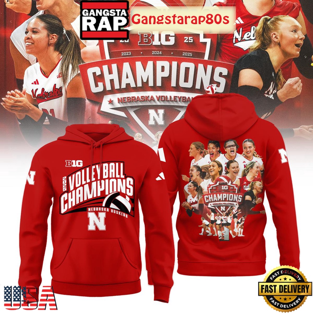 Nebraska Huskers 2025 Big 10 Women’s Volleyball Regular Season Champions Unisex Hoodie Nebraska Huskers 2025 Big 10 Women’s Volleyball Regular Season Champions Unisex Hoodie