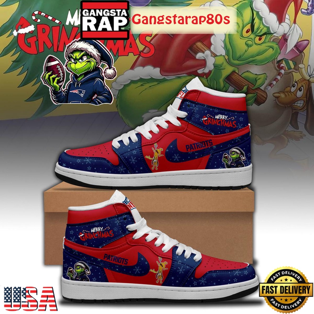 New England Patriots x Merry Grinchmas Special Edition Air Jordan 1 Sneakers Shoes