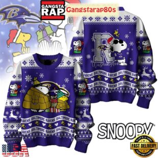 NFL Baltimore Ravens x Peanuts Snoopy New 2025 Ugly Christmas Sweater