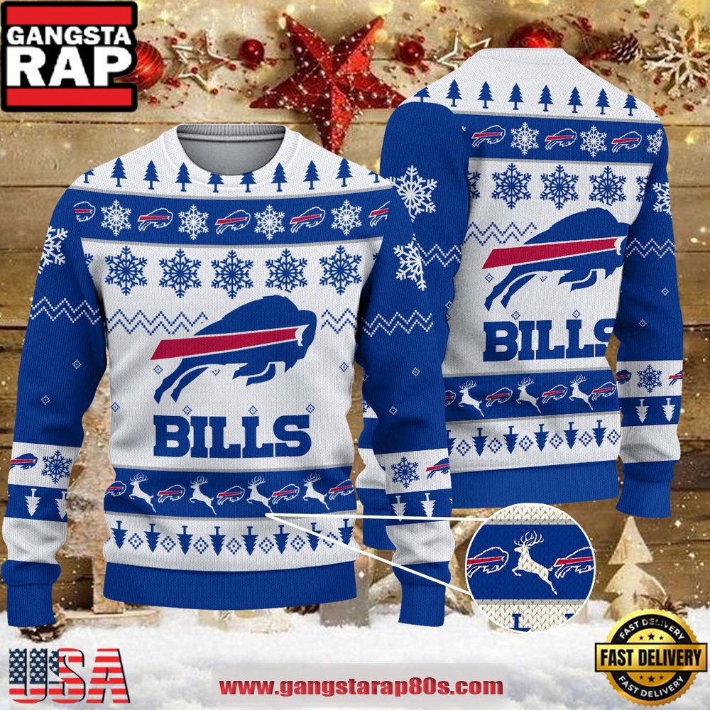 NFL Buffalo Bills 2025 Reindeer Christmas Tree Ugly Xmas Sweater