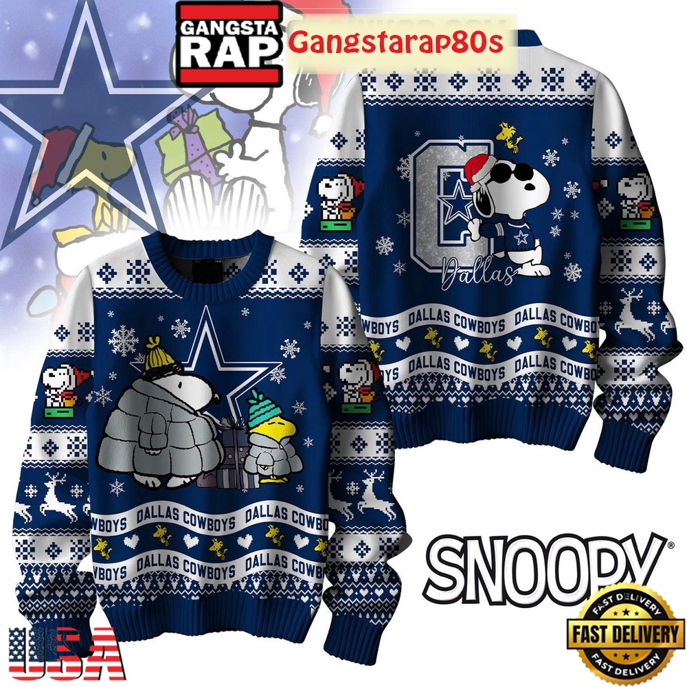NFL Dallas Cowboys x Peanuts Snoopy New 2025 Ugly Christmas Sweater