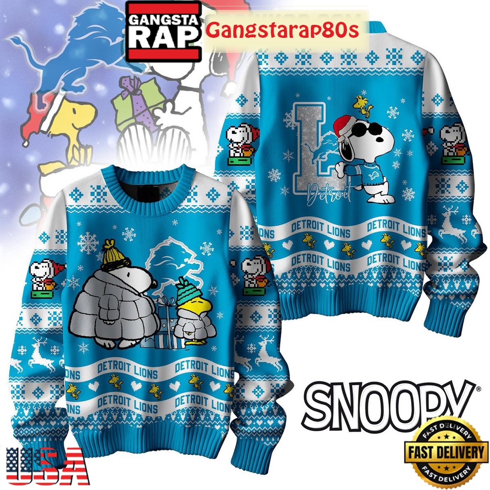 NFL Detroit Lions x Peanuts Snoopy New 2025 Ugly Christmas Sweater