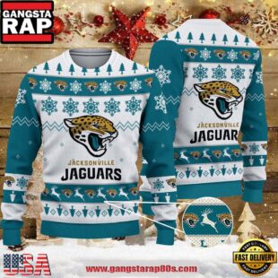 NFL Jacksonville Jaguars 2025 Reindeer Christmas Tree Ugly Xmas Sweater